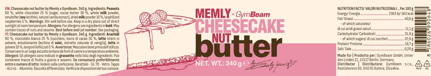 GymBeam Burro di Arachidi Cheesecake lamponi proteico