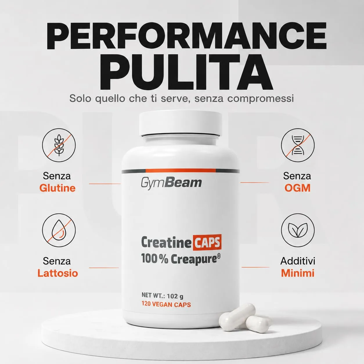 GymBeam Creatina Creapure Monoidrato Capsule Forza