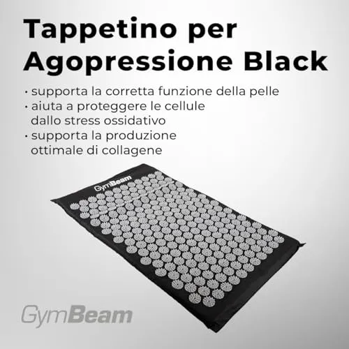 GymBeam Tappetino Agopressione Nero 230 Dischetti Rilassamento