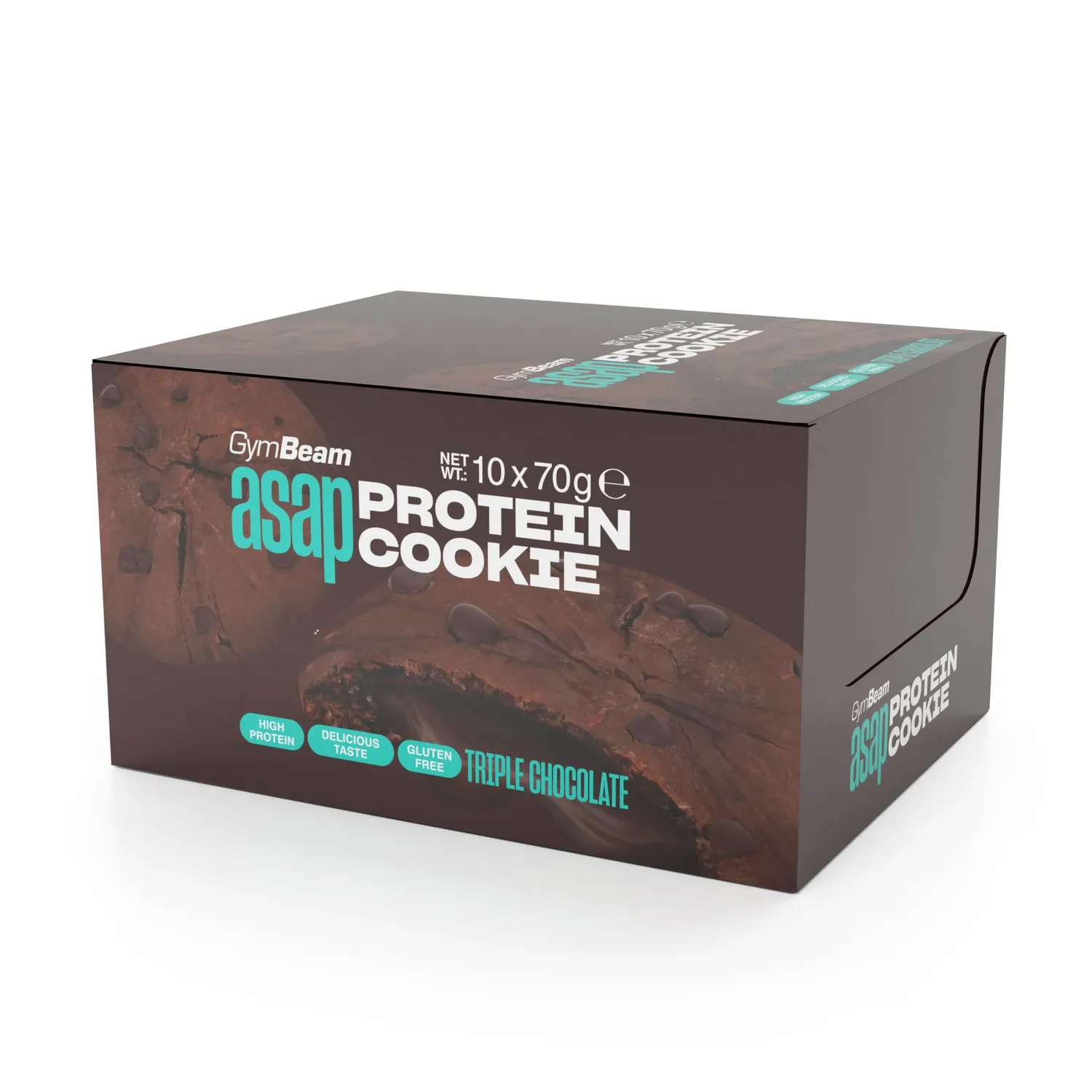 GymBeam ASAP cookie proteico Triple Chocolate 10x70g senza glutine