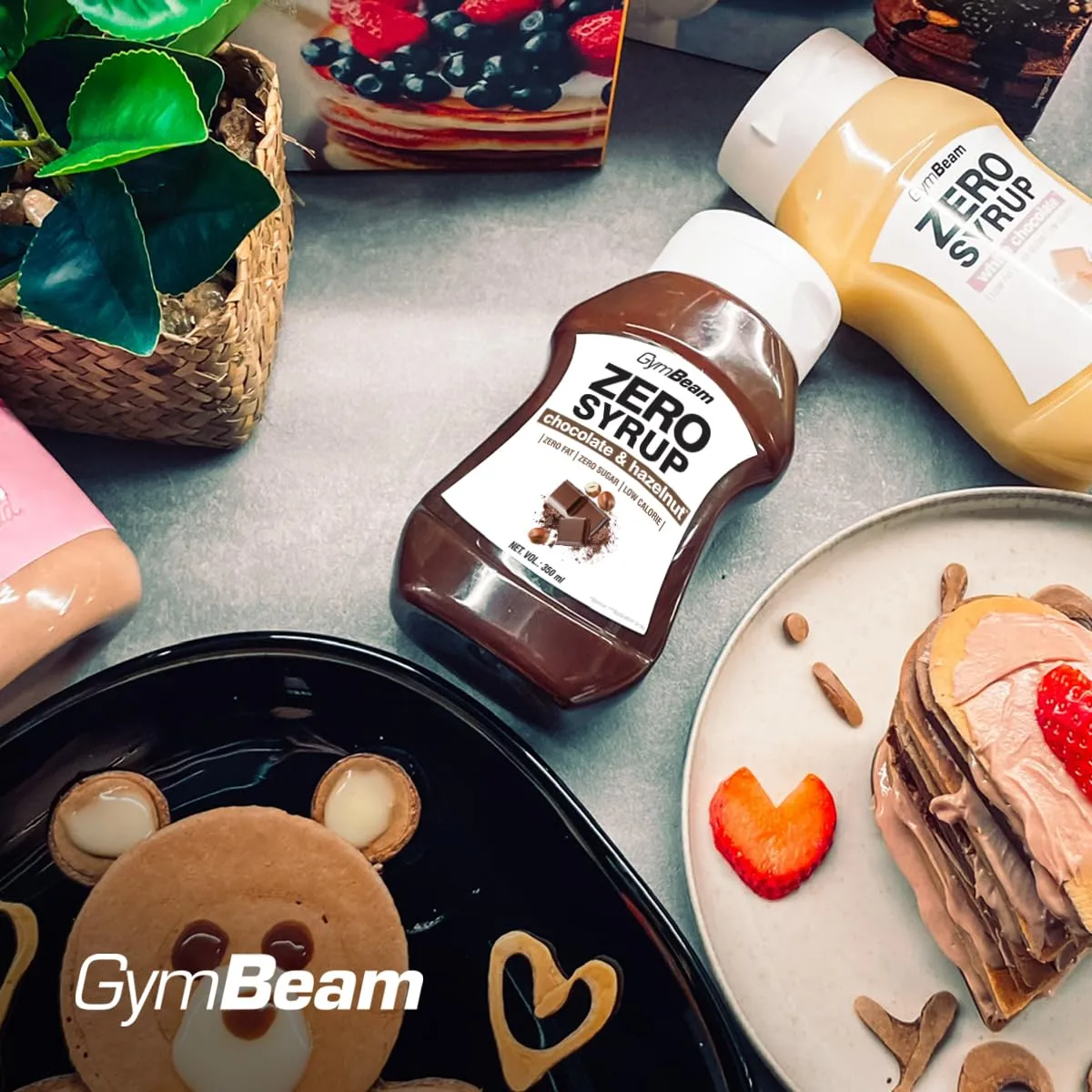 GymBeam Sciroppo ZERO sciroppo 350 ml cioccolato e nocciola