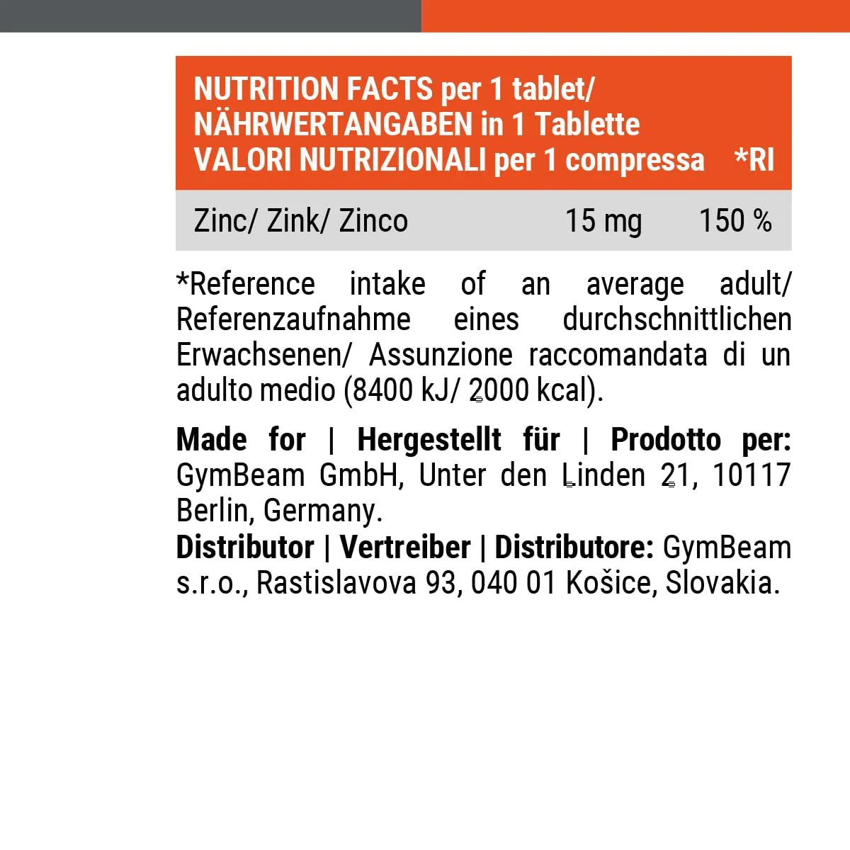 GymBeam Zinco compresse 90 cpr neutro ossa e metabolismo