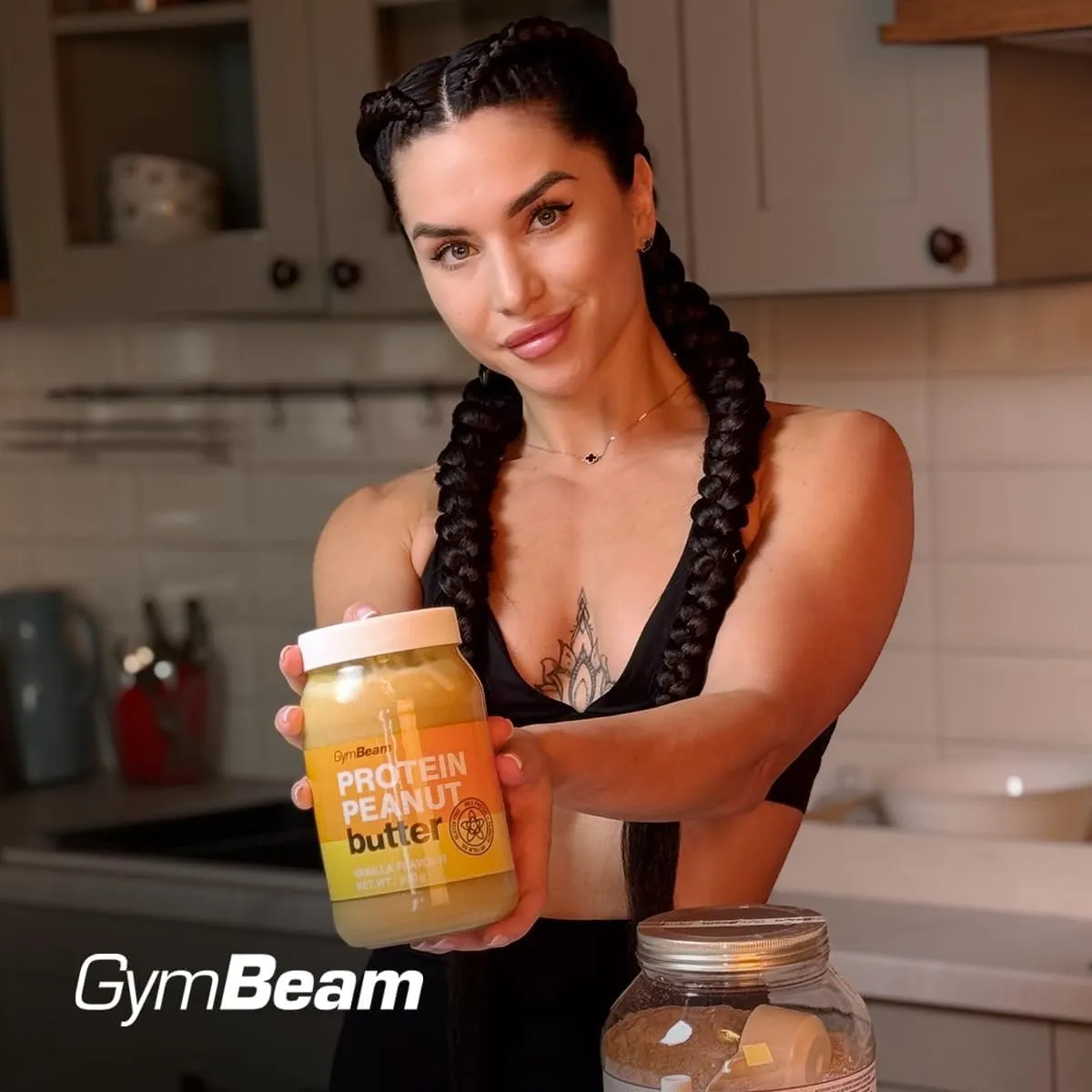 GymBeam Burro di Arachidi Proteico Cioccolato 900 g senza zuccheri