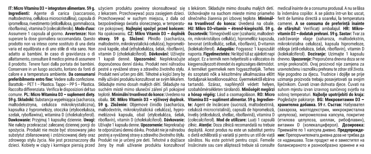 GymBeam Micro-Vitamina D3 Integratore 2000 UI Rilascio Graduale
