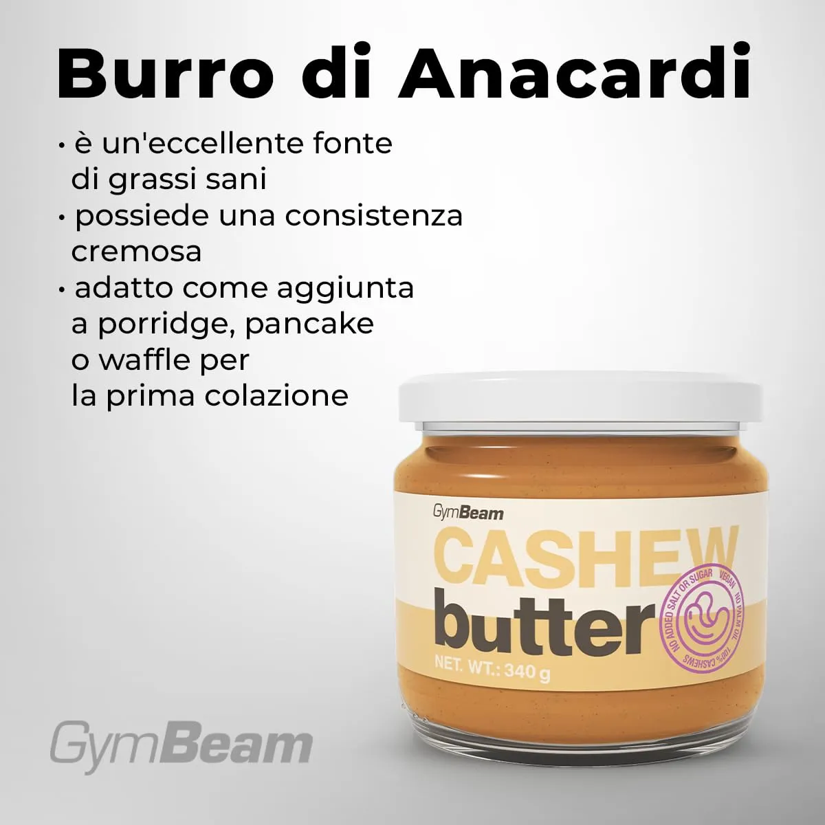 GymBeam Burro Anacardi Crema Spalmabile 340 g Naturale
