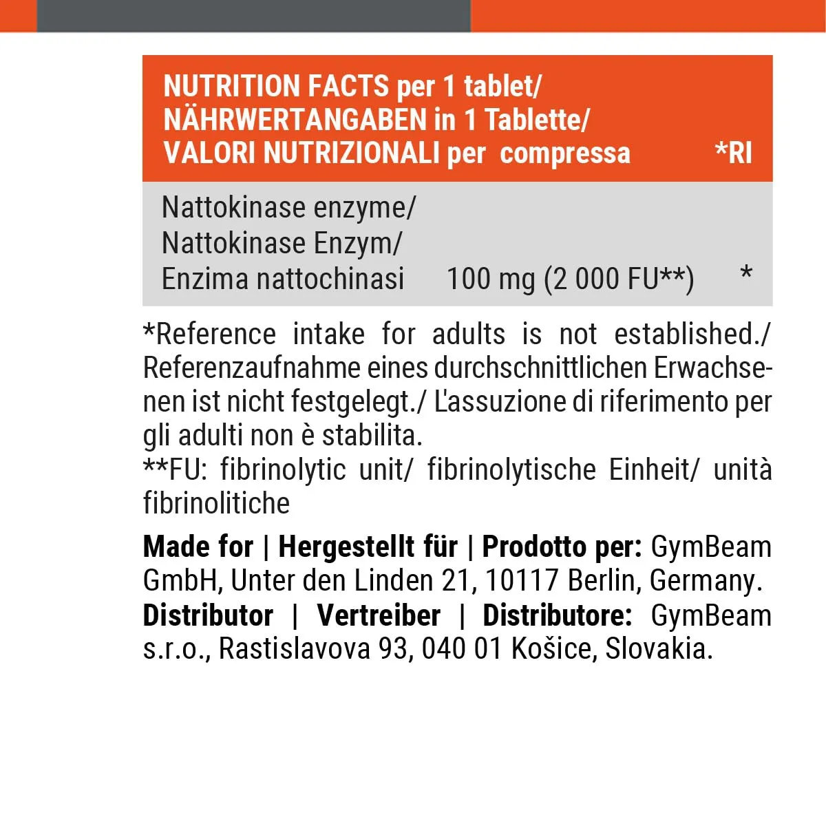 GymBeam Nattochinasi 100 mg Capsule 90 cps Circolazione