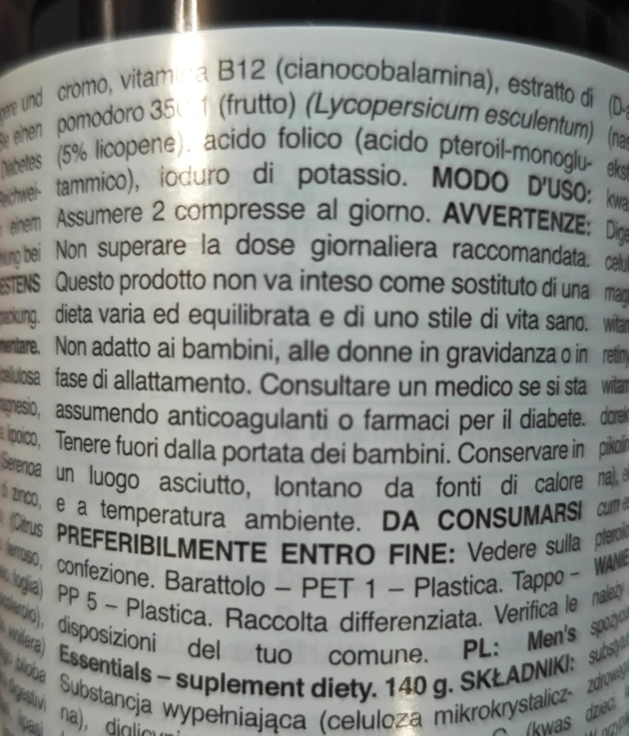 GymBeam Multivitaminico Uomo 120 cpr 27 Attivi Energia