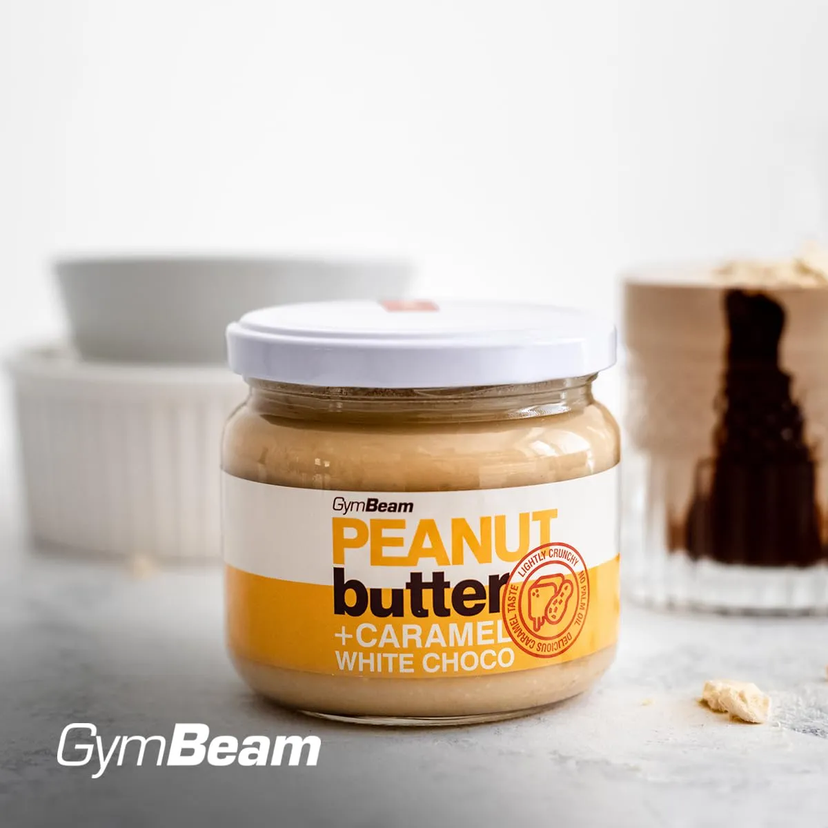 GymBeam Burro di Arachidi Cioccolato Bianco Caramello crema spalmabile proteica