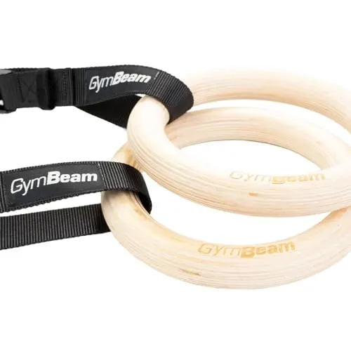 GymBeam Anelli Ginnastica Legno 24cm Cinghie 4m