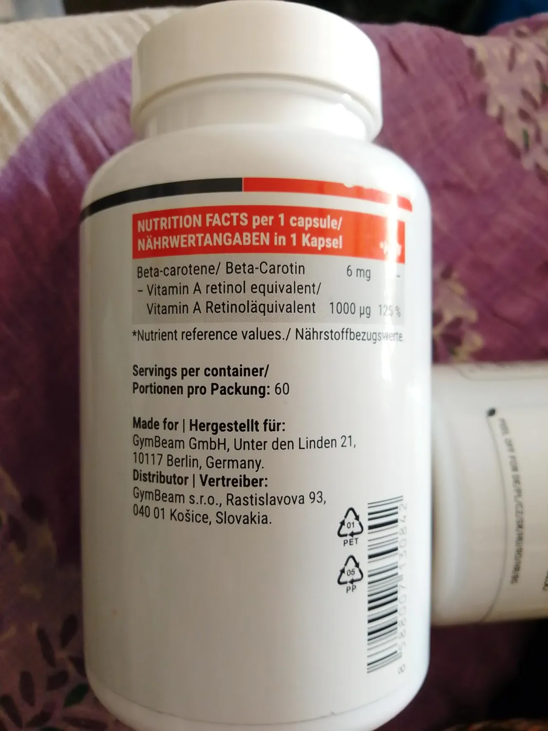 GymBeam Beta Carotene Capsule 60 cps Estratto Carota