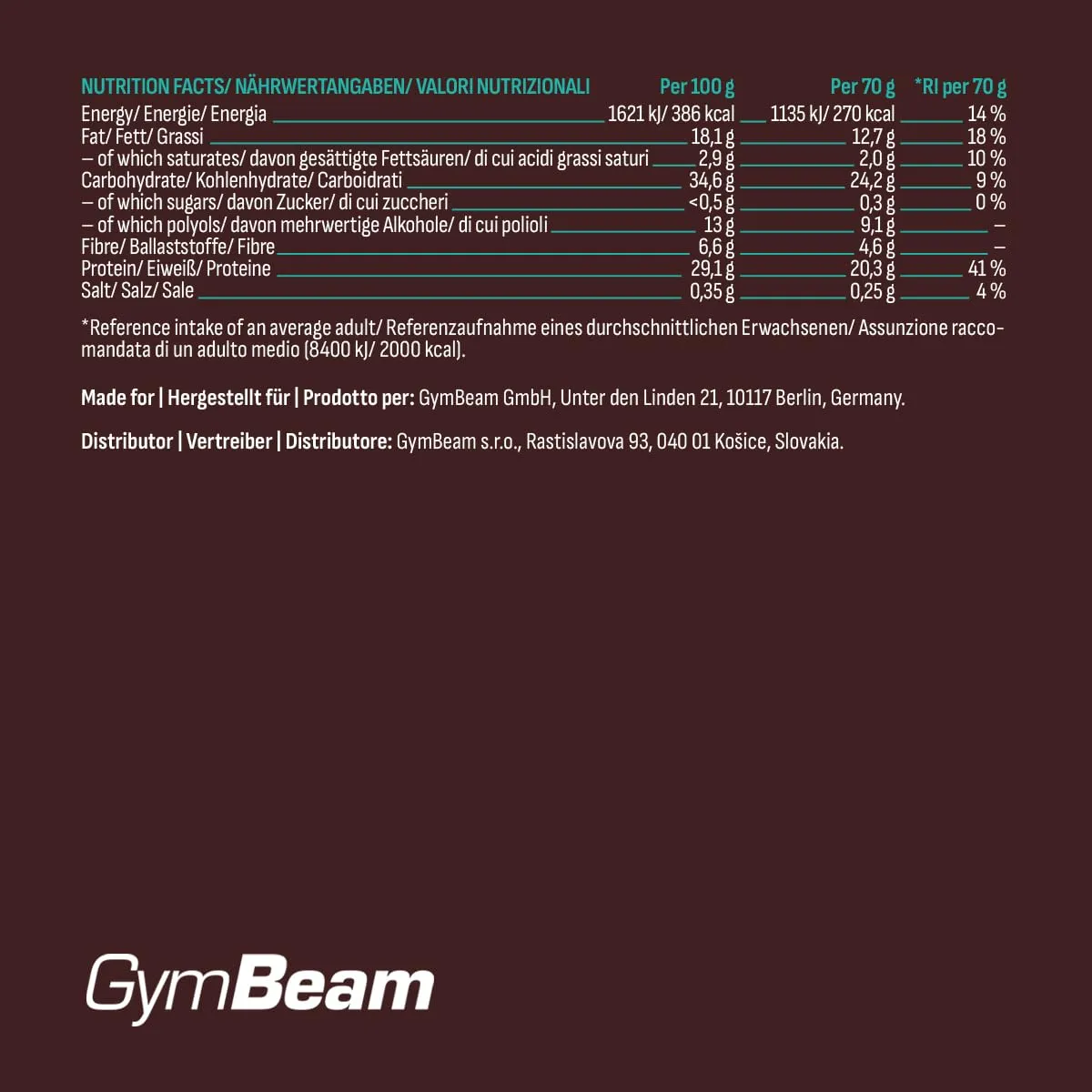 GymBeam ASAP cookie proteico Triple Chocolate 10x70g senza glutine