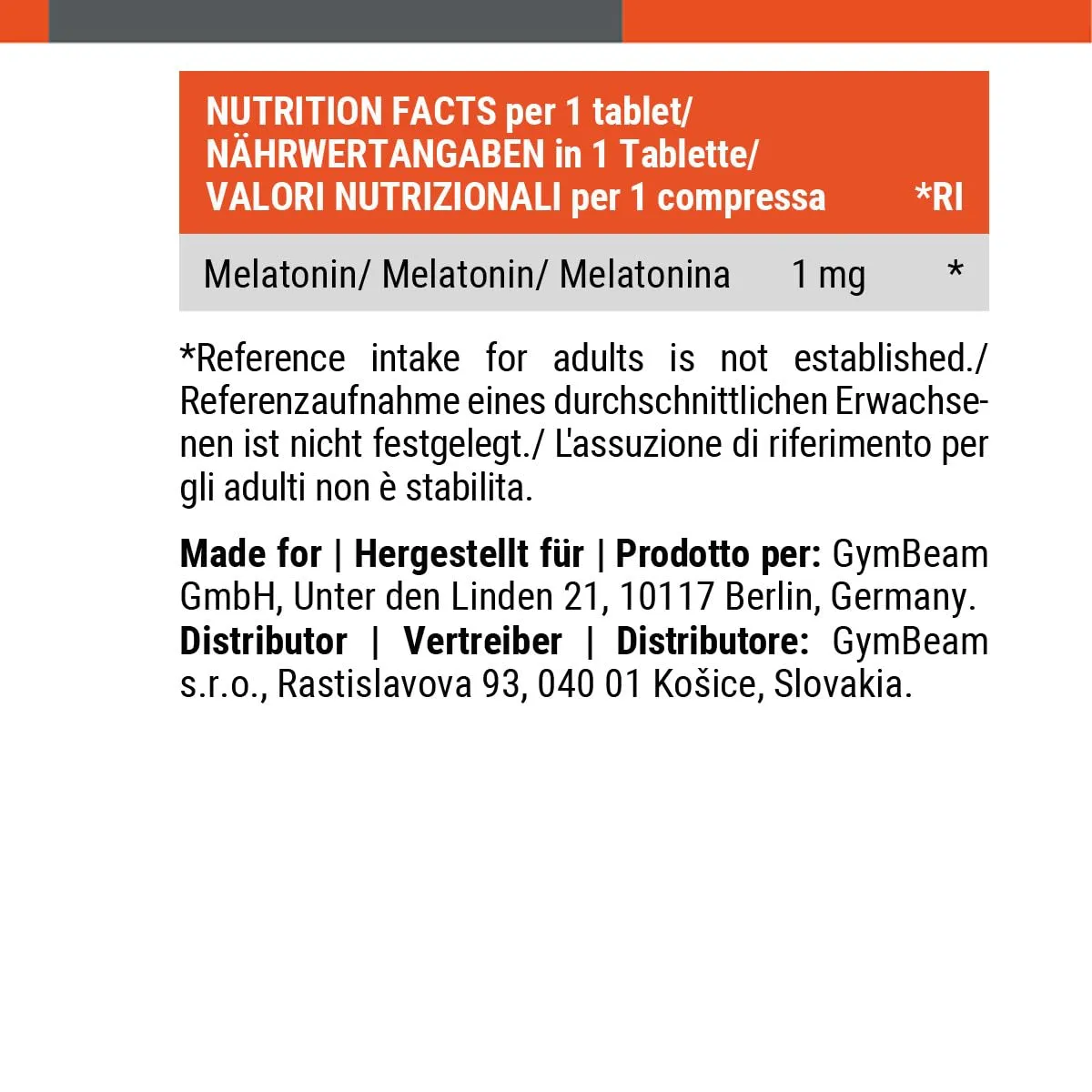 GymBeam Melatonina Pura compresse 1 mg sonno