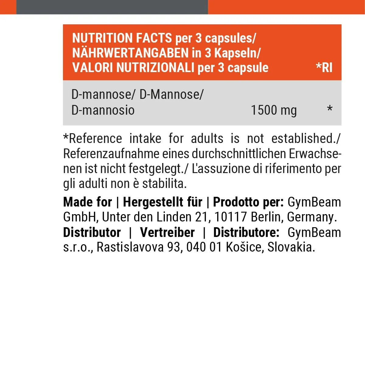 GymBeam D-Mannosio capsule 90 cps vie urinarie 1500 mg