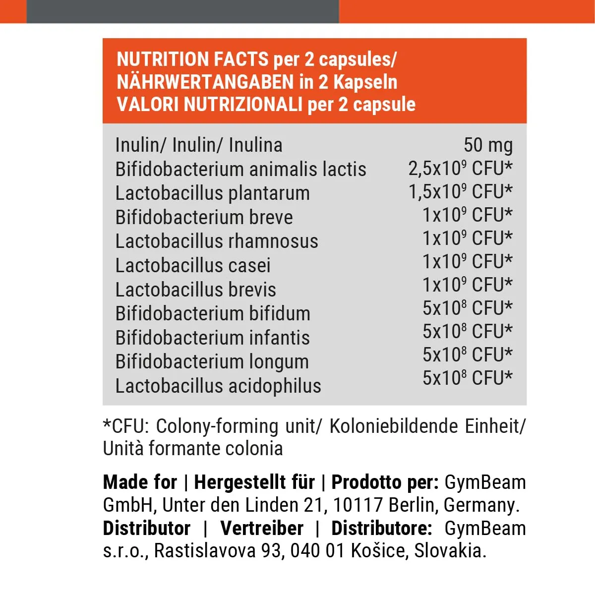 GymBeam ProbioTen probiotico 60 capsule 10 miliardi