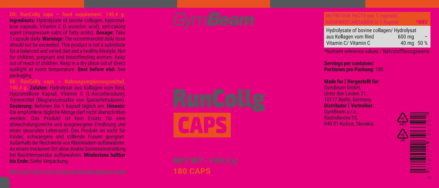 GymBeam RunCollg Caps collagene 180 capsule tipo 1 e 3
