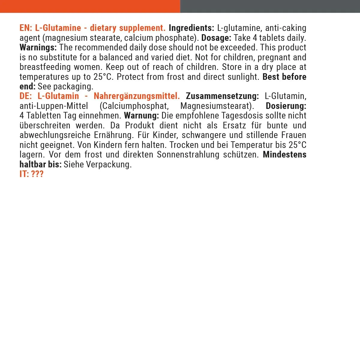GymBeam L-Glutammina 1000 mg compresse recupero vegano