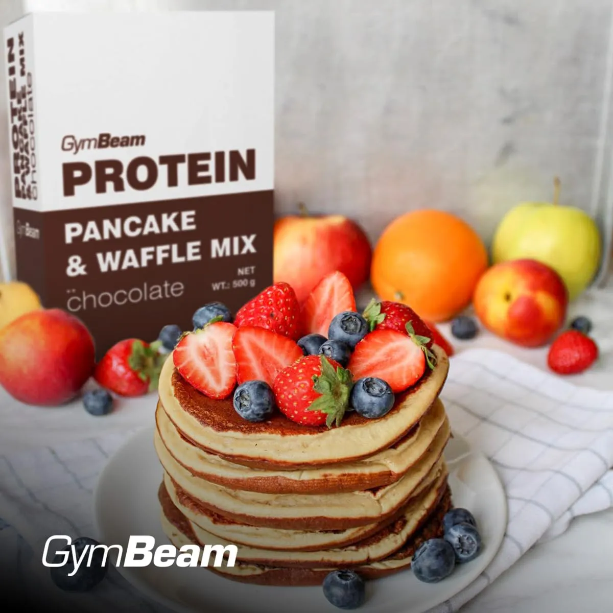 GymBeam Pancake & Waffle Mix Preparato Cioccolato 500 g Proteico