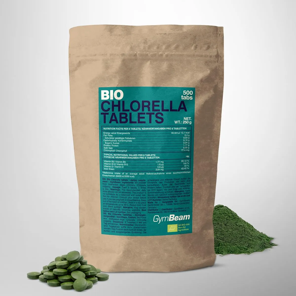 GymBeam Clorella BIO compresse 500 tabs proteine detox