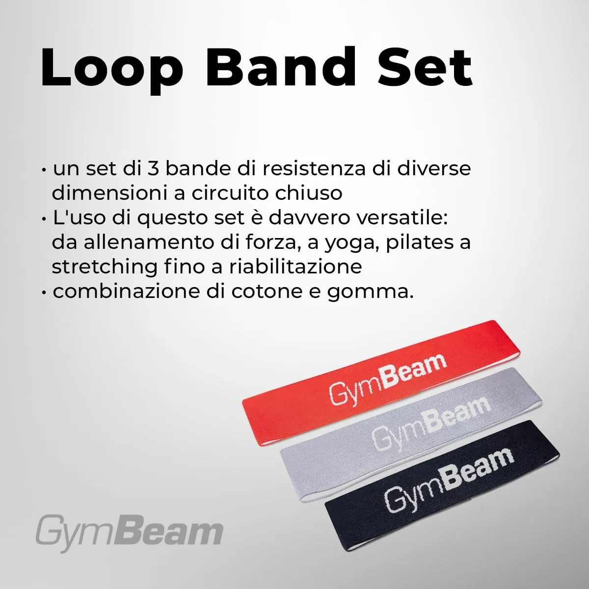 GymBeam Loop Band Set elastici fitness 3 pezzi 0-68 kg