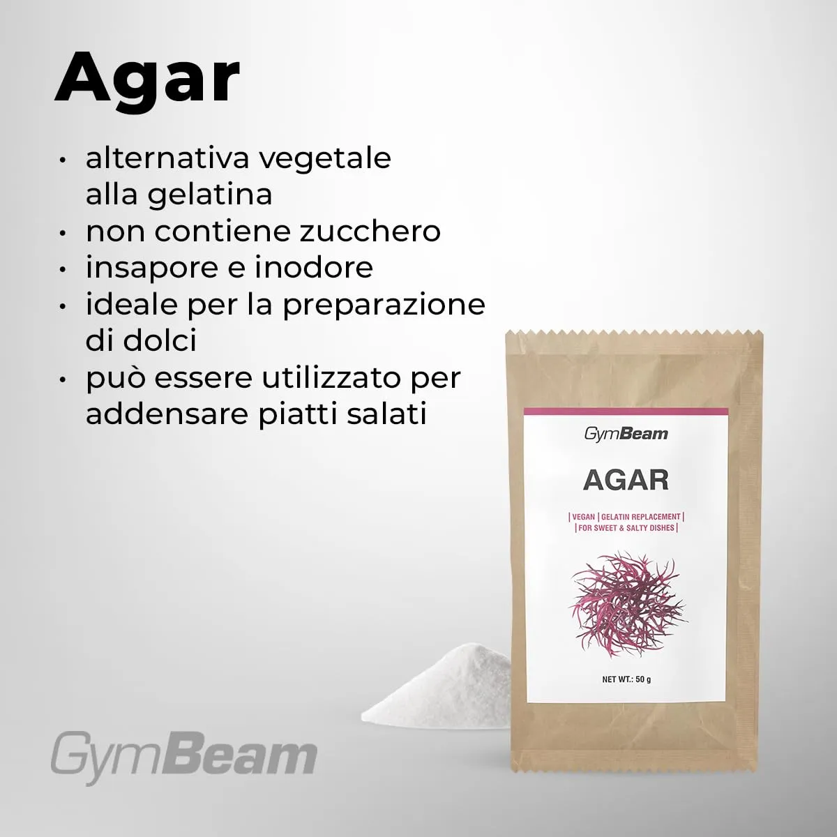 GymBeam Agar Addensante Vegetale 50 g Senza Zucchero