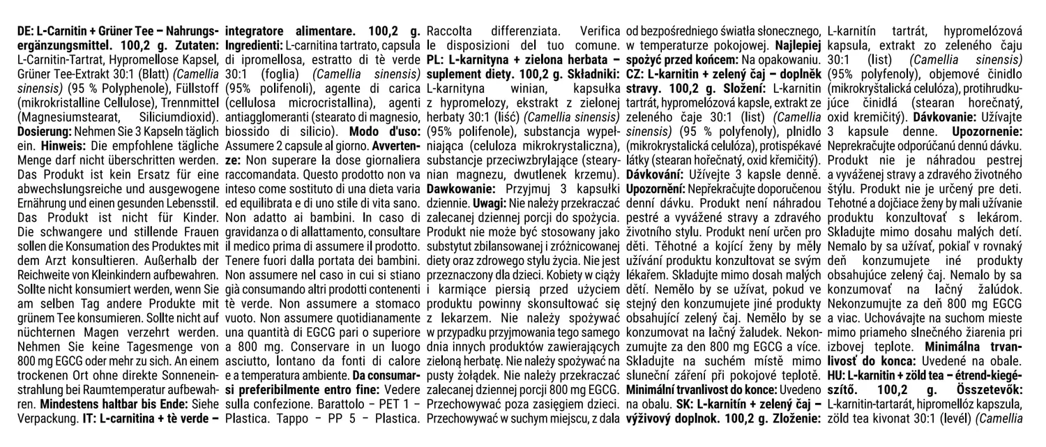 GymBeam L-Carnitina Te Verde Capsule 120 cps Vegane