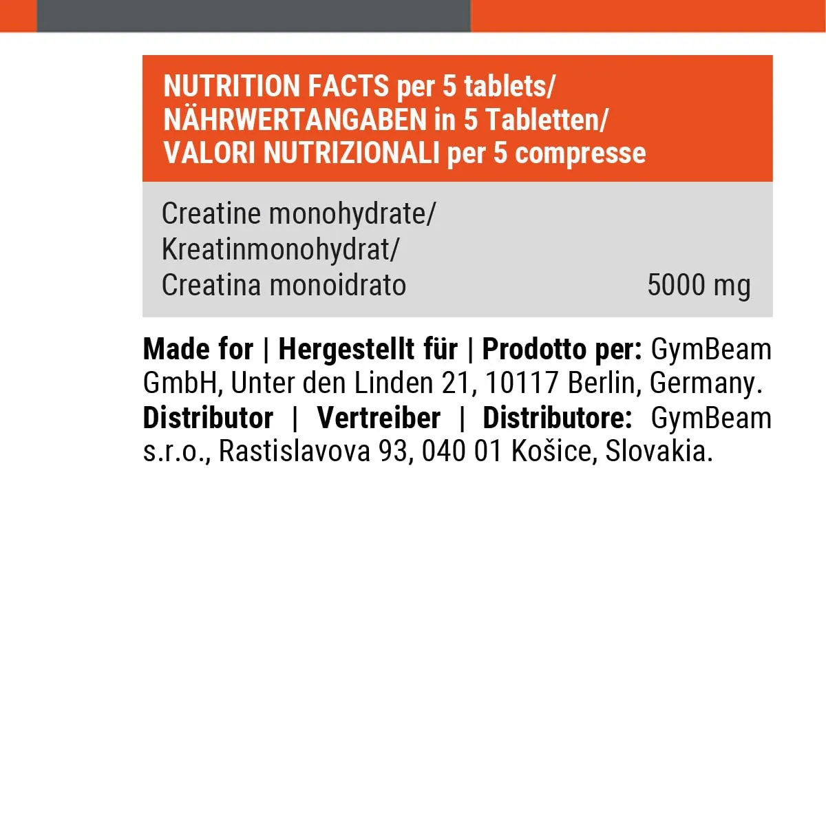 GymBeam Creatina Monoidrato Compresse 300 cps Forza