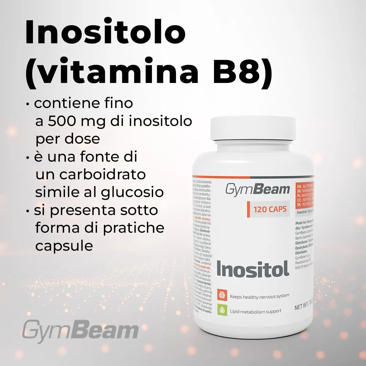 GymBeam Inositolo 500 mg capsule 120 pz vitamina B8