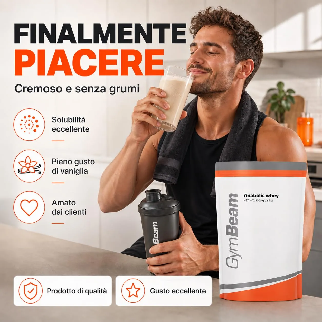GymBeam Anabolic Whey proteine vaniglia 2500 g con creatina