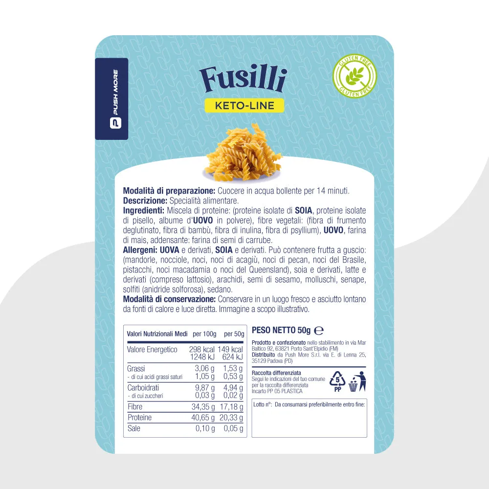 Push More Riv Fusilli 40% pasta proteica 50 g senza glutine