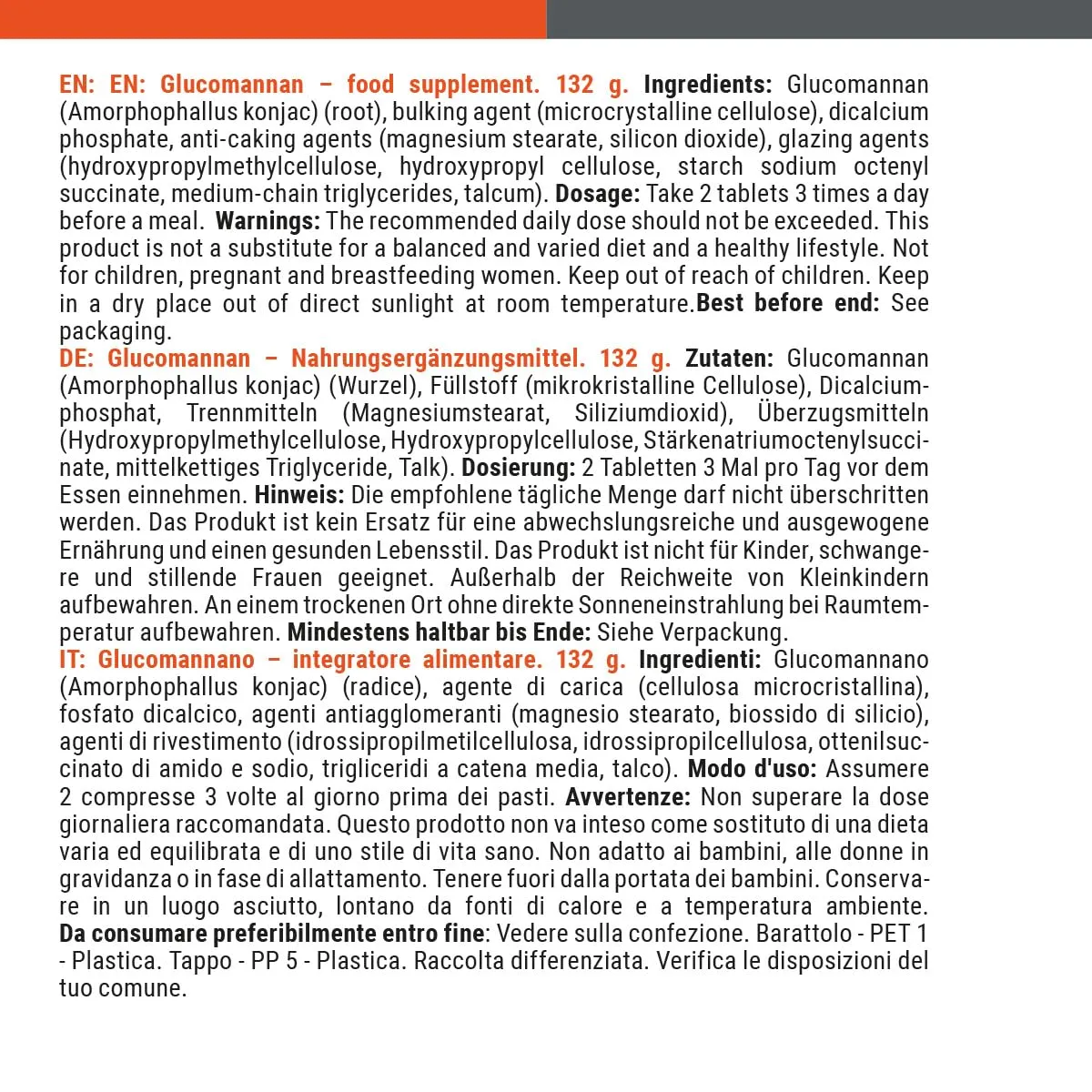 GymBeam Glucomannano Compresse 120 cpr Sazietà