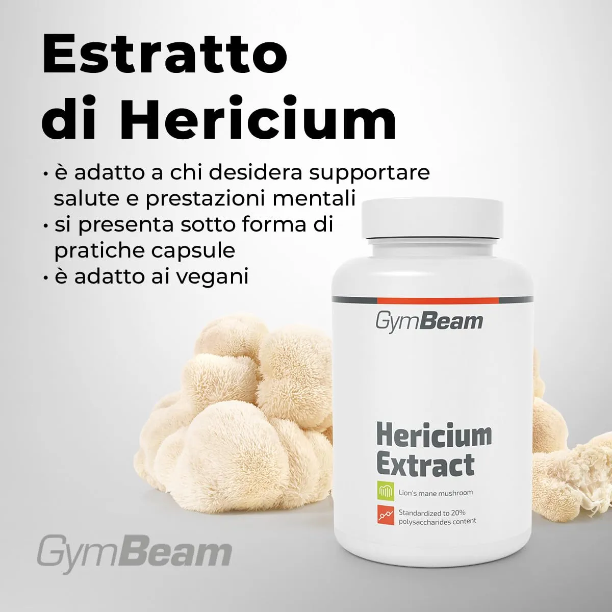 GymBeam Hericium 500 mg capsule vegane memoria 20%
