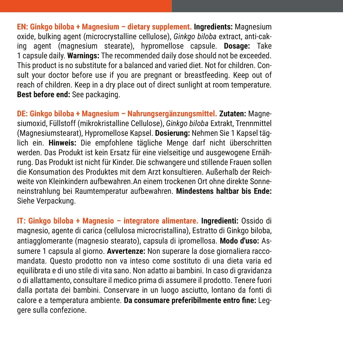 GymBeam Ginkgo Biloba e Magnesio capsule 90 cps anti fatica