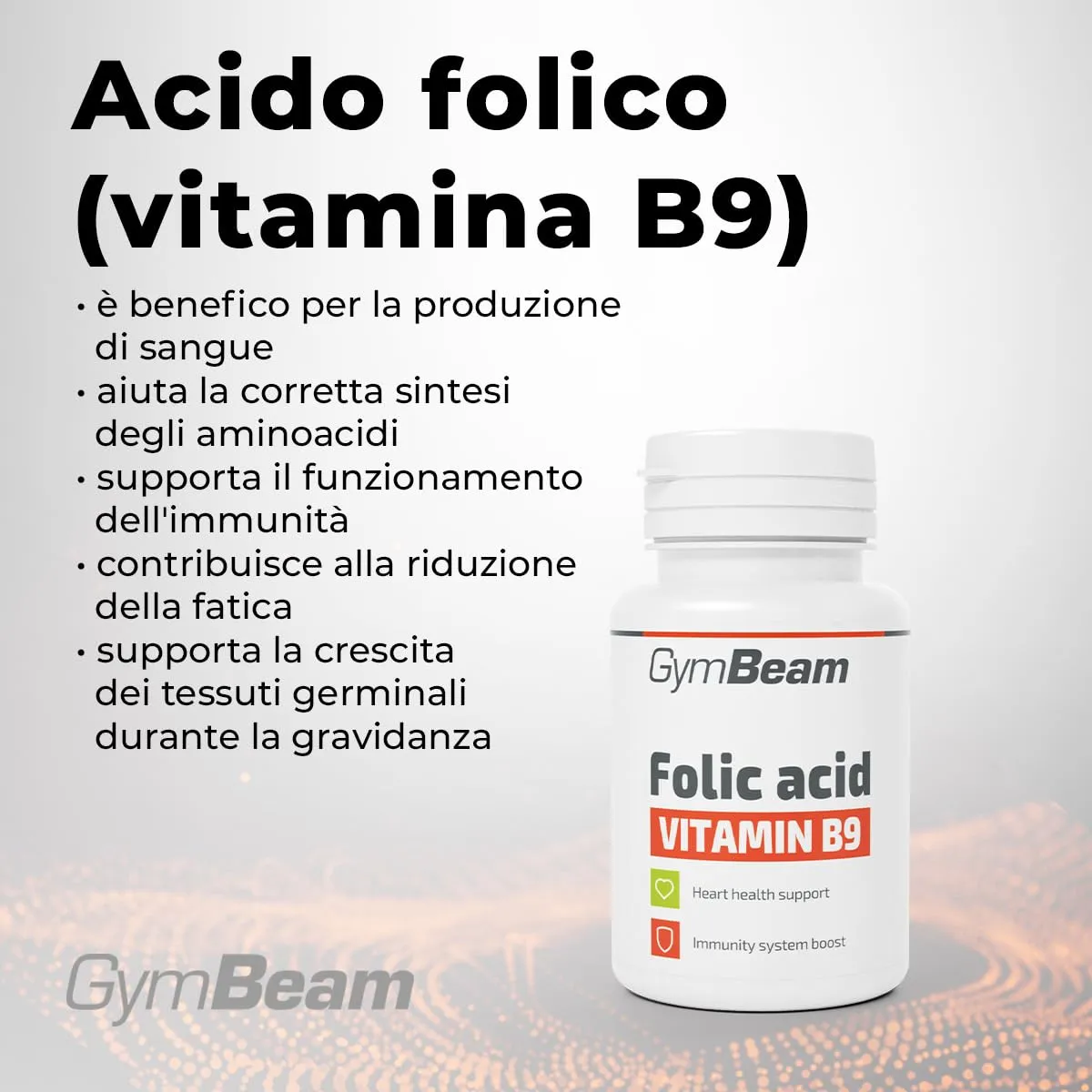 GymBeam Acido Folico 800 mcg compresse 90 cpr vitamina B9