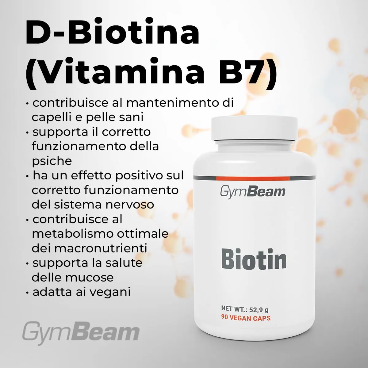GymBeam D-Biotina 300 µg integratore 60 capsule capelli