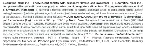 GymBeam L-Carnitina Effervescente compresse 1000 mg gusto frutta