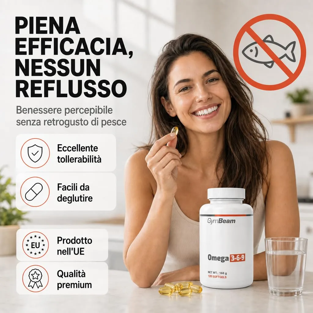 GymBeam Omega 3-6-9 capsule 120 cps pesce lino