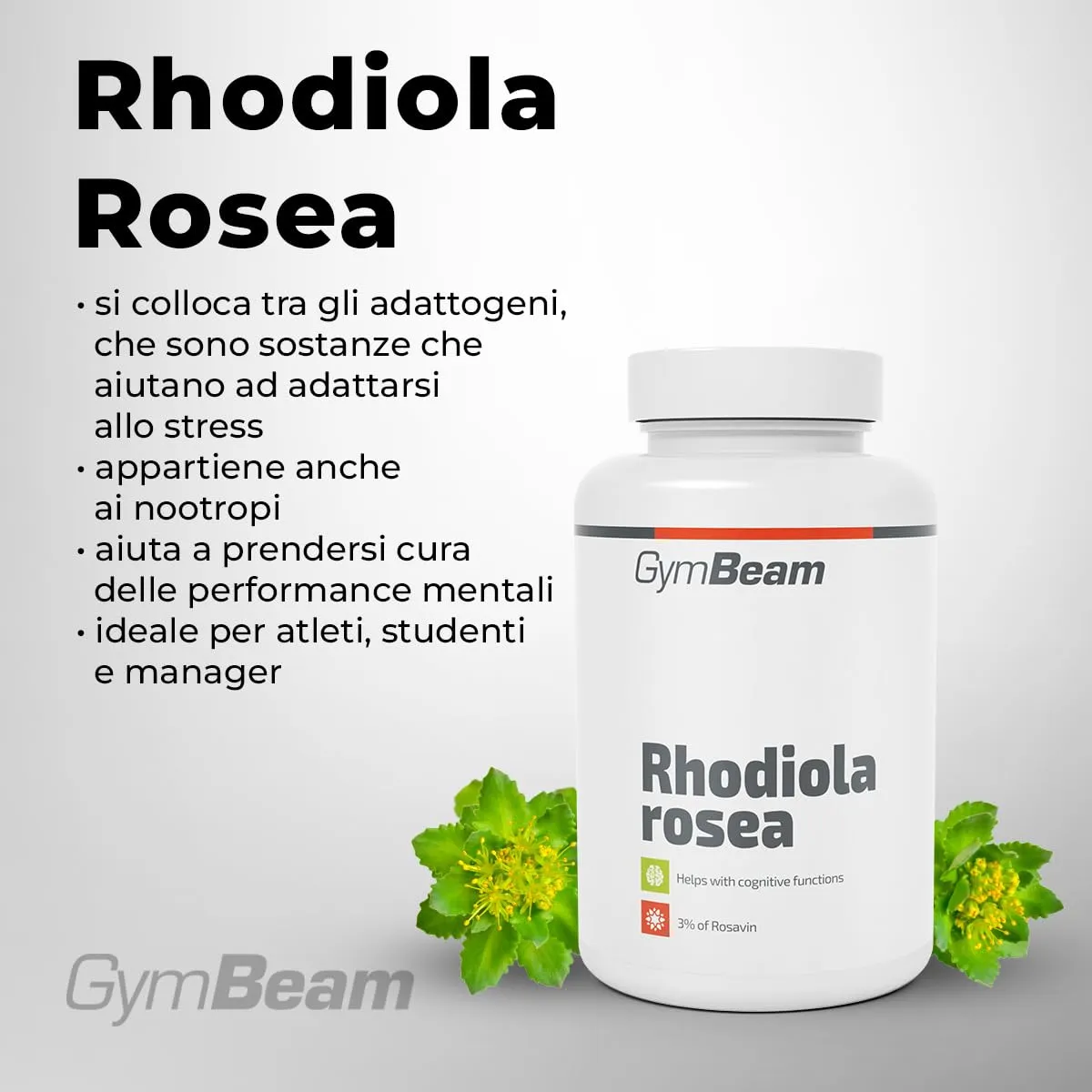 GymBeam Rhodiola Rosea Capsule 90cps Adattogeno Forte