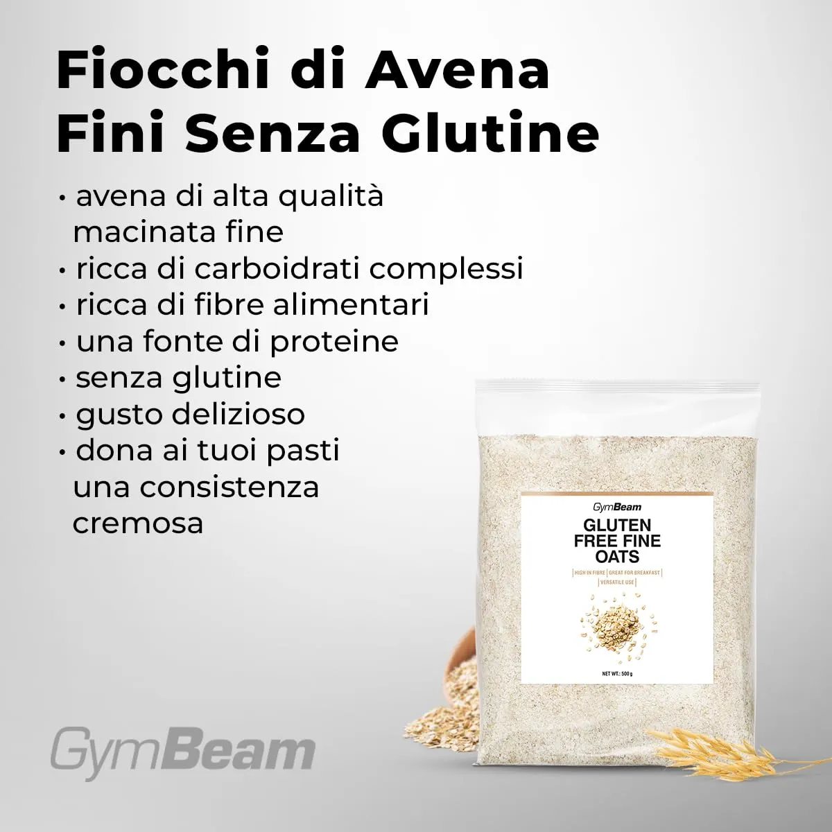 GymBeam Fiocchi Avena Fini senza glutine 500 g fibre