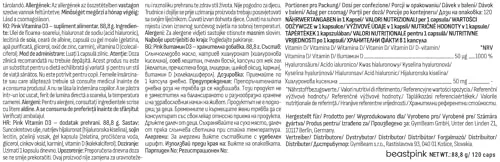 GymBeam Vitamina D3 Pink Integratore 2000 UI 120 Capsule Acido Ialuronico