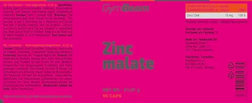 GymBeam Malato di Zinco Integratore Zinco Chelato Vegano