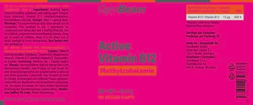 GymBeam Vitamina B12 Attiva Metilcobalamina capsule 60 cps vegano
