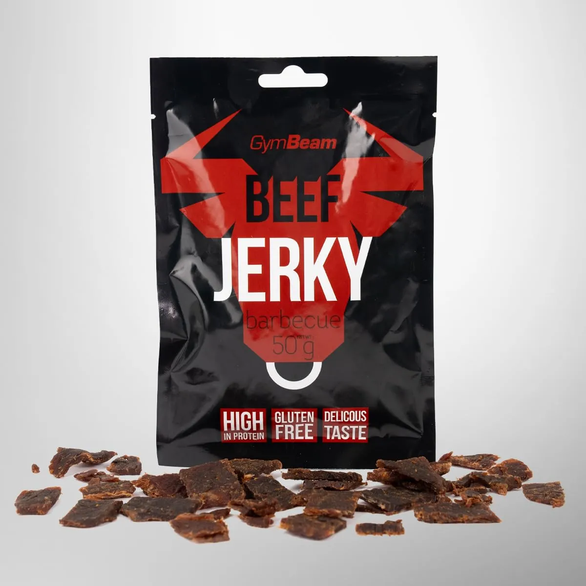 GymBeam Beef Jerky Carne Secca Snack Barbecue 50 g 64% Proteine