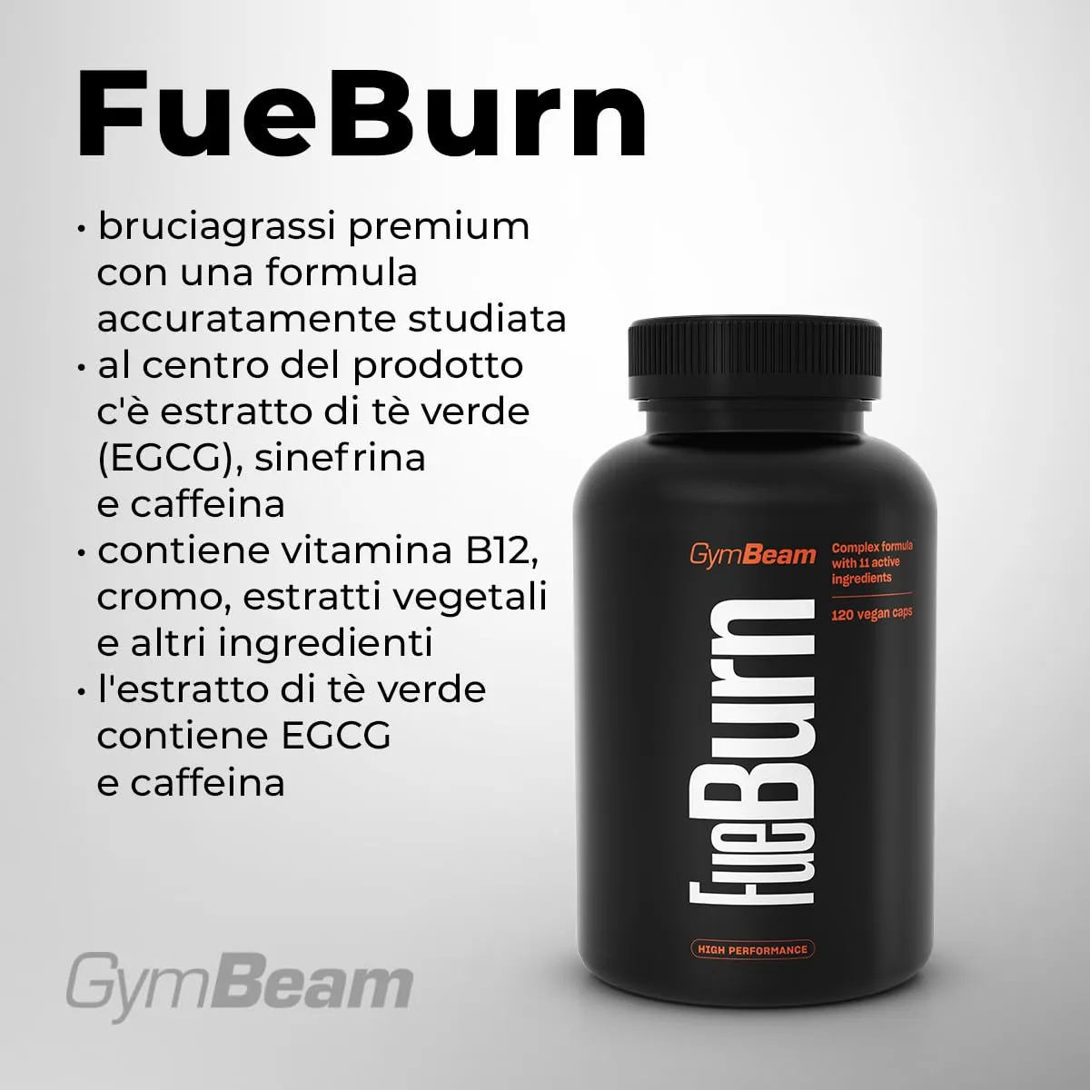 GymBeam FueBurn Bruciagrassi Termogenico 60 Capsule Caffeina