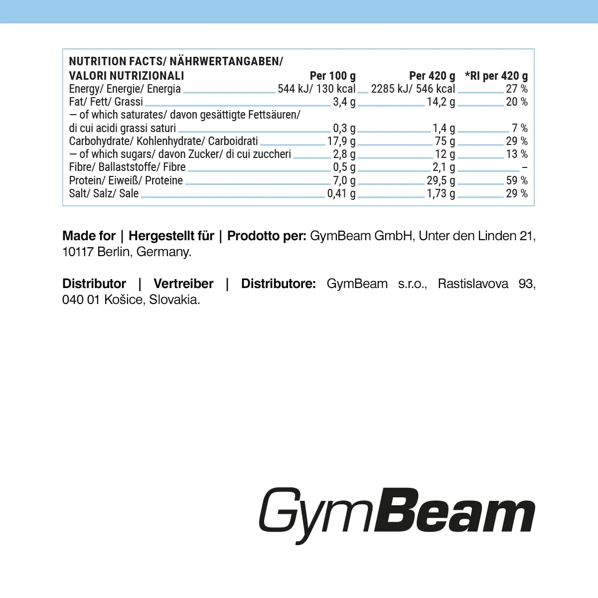 GymBeam FIT Ready to Eat Pollo con Pasta all'Italiana Pasto Proteico 420 g