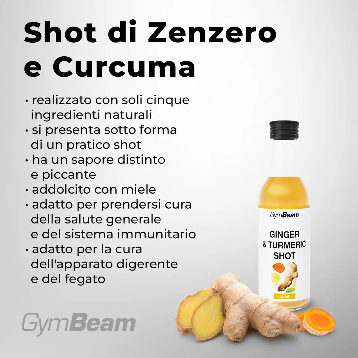 GymBeam Shot Zenzero Curcuma 9x50ml naturale