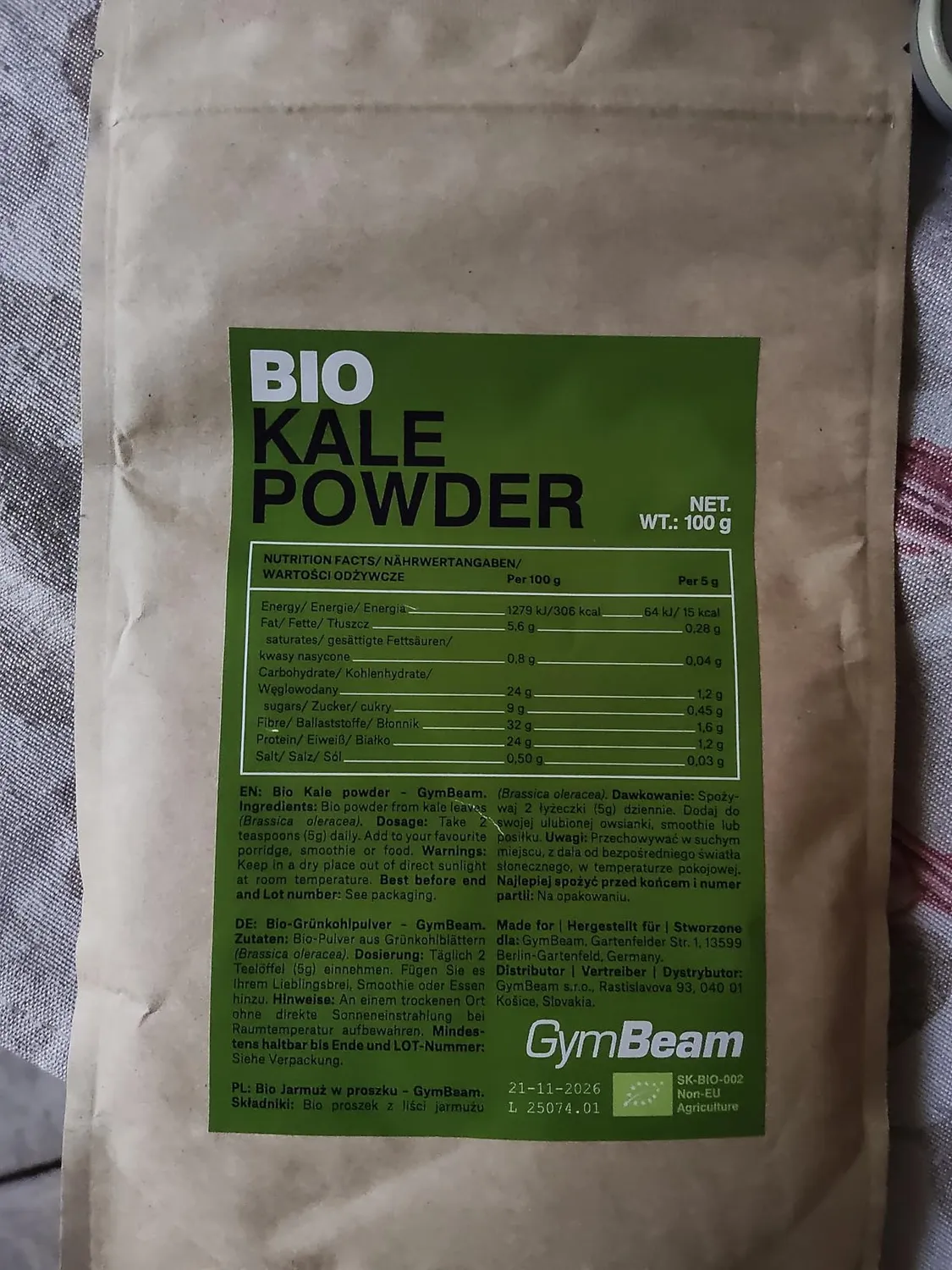 GymBeam Cavolo Nero in Polvere BIO 100 g Superfood
