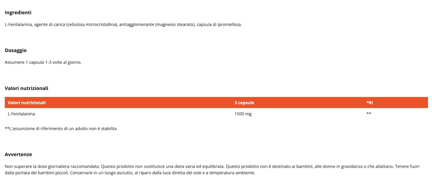 GymBeam L-Fenilalanina Capsule 90 cps Aminoacido Essenziale