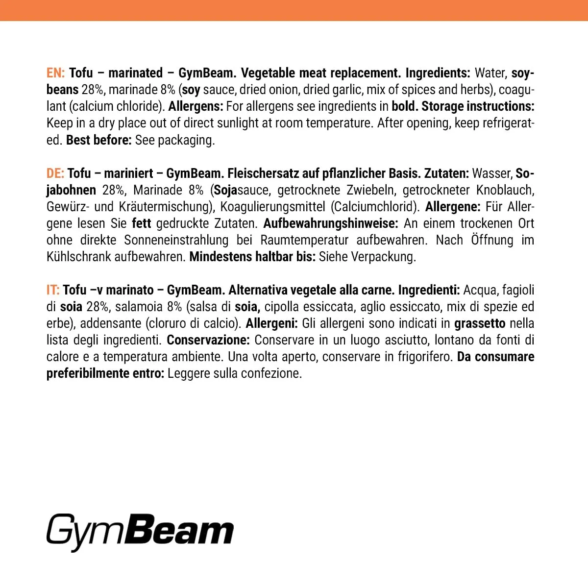 GymBeam Tofu marinato 5x200 g proteico vegano
