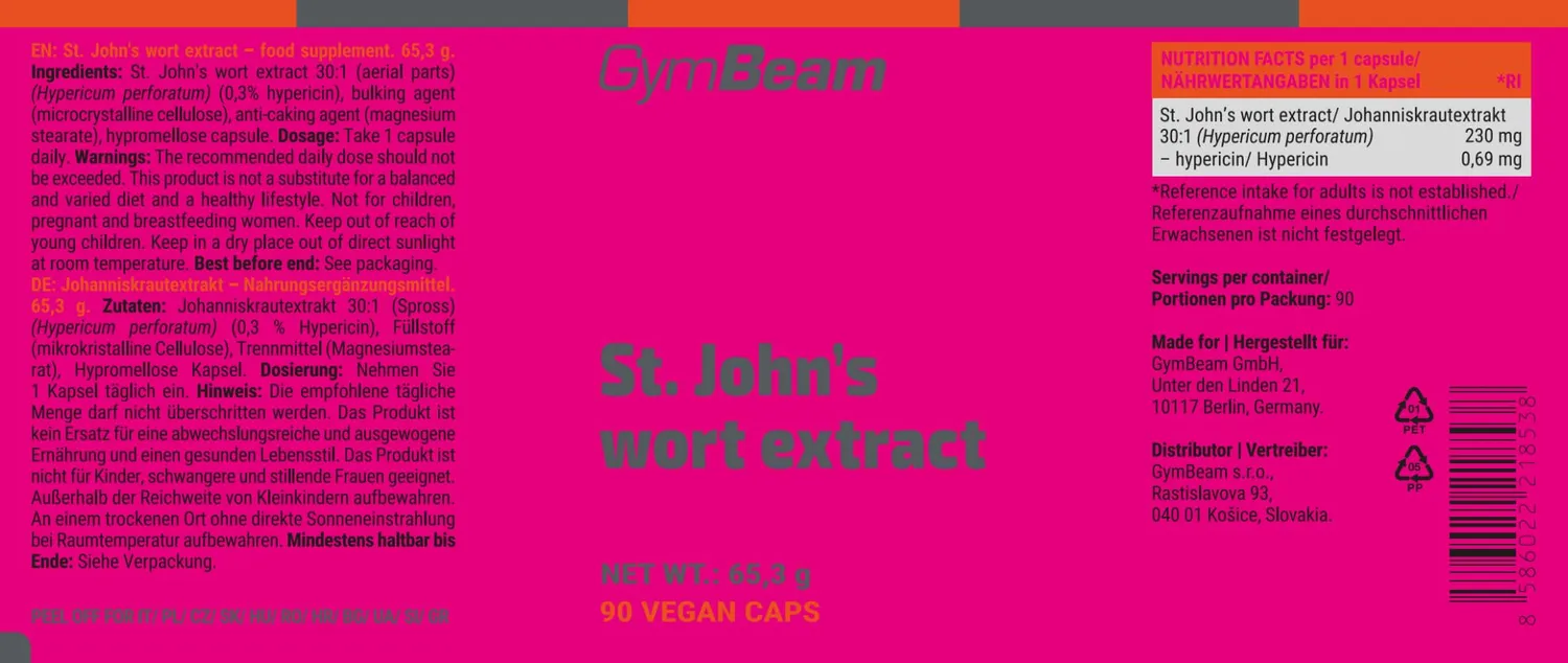GymBeam Iperico Estratto 90 cps Umore Relax 0,3%