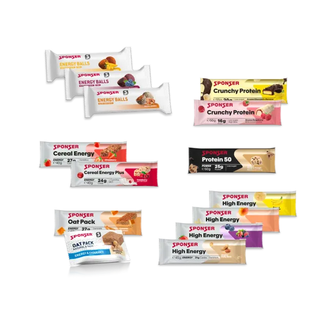 Sponser Riegel Testpaket box barrette proteiche assortite